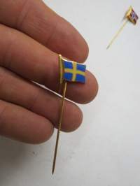 Ruotsi, lippu, emaloitu, neulamerkki -flag of Sweden