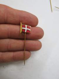 Tanska, lippu, emaloitu, neulamerkki -flag of Denmark