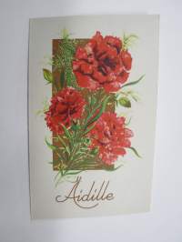 Äidille - Äitienpäivä - Äitienpäiväkortti 1940-luvulta; Äidin päivän onnea kukkasemme suovat - Kaikki suurta kiitosta äidillemme tuovat