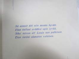 Äidille - Äitienpäivä - Äitienpäiväkortti 1940-luvulta; Sä annoit äiti niin monta hyvää, Elon tielleni evääksi opin jyvää, Siks´toivon ett´Luoja sun palkitsee...