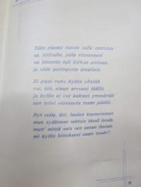 Äidille - Äitienpäivä - Äitienpäiväkortti 1940-luvulta; Rakas äiti, kiitokseni sulle suon, sekä monta sataa onnentoivotusta tuon.