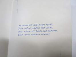 Äidille - Äitienpäivä - Äitienpäiväkortti 1940-luvulta; Sä annoit äiti niin monta hyvää, Elon tielleni evääksi opin jyvää, Siks´toivon ett´Luoja sun palkitsee...