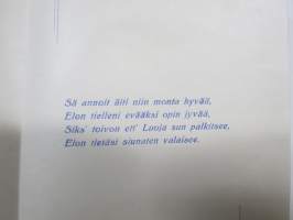 Äidille - Äitienpäivä - Äitienpäiväkortti 1940-luvulta; Sä annoit äiti niin monta hyvää, Elon tielleni evääksi opin jyvää, Siks´toivon ett´Luoja sun palkitsee...