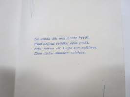 Äidille - Äitienpäivä - Äitienpäiväkortti 1940-luvulta; Sä annoit äiti niin monta hyvää, Elon tielleni evääksi opin jyvää, Siks´toivon ett´Luoja sun palkitsee...