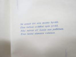 Äidille - Äitienpäivä - Äitienpäiväkortti 1940-luvulta; Sä annoit äiti niin monta hyvää, Elon tielleni evääksi opin jyvää, Siks´toivon ett´Luoja sun palkitsee...