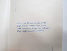 Äidille - Äitienpäivä - Äitienpäiväkortti 1940-luvulta; Sä annoit äiti niin monta hyvää, Elon tielleni evääksi opin jyvää, Siks´toivon ett´Luoja sun palkitsee...