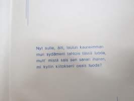 Äidille - Äitienpäivä - Äitienpäiväkortti 1940-luvulta; Nyt sulle, äiti, laulun kauneimman mun sydämeni tahtois tässä luoda, mutt´mistä sais sen sanan ihanan...