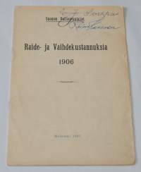 Suomen Valtionrautatiet Raide ja Vaihdekustannuksia 1906