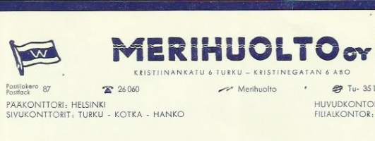 Merihuolto Oy Turku  1958 - firmalomake