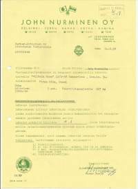John Nurminen  Oy  Pispala 1958 - firmalomake