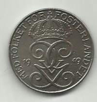 Ruotsi  5 Öre 1949 - ulkomainen kolikko