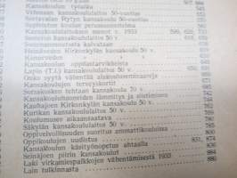 Opettajain lehti 1932-33 -sidottu vuosikerta, käsittelee monipuolisesti kansanopetusta ja opetustoimintaa maanlajuisesti, artikkelisisältö näkyvissä / annual volume