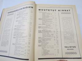 Opettajain lehti 1932-33 -sidottu vuosikerta, käsittelee monipuolisesti kansanopetusta ja opetustoimintaa maanlajuisesti, artikkelisisältö näkyvissä / annual volume