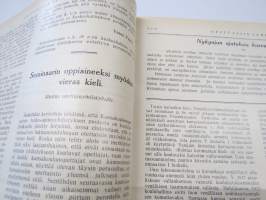 Opettajain lehti 1932-33 -sidottu vuosikerta, käsittelee monipuolisesti kansanopetusta ja opetustoimintaa maanlajuisesti, artikkelisisältö näkyvissä / annual volume