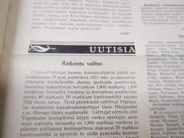 Opettajain lehti 1932-33 -sidottu vuosikerta, käsittelee monipuolisesti kansanopetusta ja opetustoimintaa maanlajuisesti, artikkelisisältö näkyvissä / annual volume