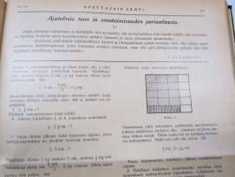 Opettajain lehti 1932-33 -sidottu vuosikerta, käsittelee monipuolisesti kansanopetusta ja opetustoimintaa maanlajuisesti, artikkelisisältö näkyvissä / annual volume