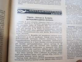 Opettajain lehti 1932-33 -sidottu vuosikerta, käsittelee monipuolisesti kansanopetusta ja opetustoimintaa maanlajuisesti, artikkelisisältö näkyvissä / annual volume