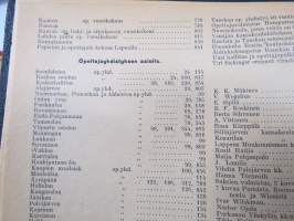Opettajain lehti 1924-25 -sidottu vuosikerta, käsittelee monipuolisesti kansanopetusta ja opetustoimintaa maanlajuisesti, artikkelisisältö näkyvissä / annual volume