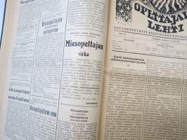 Opettajain lehti 1924-25 -sidottu vuosikerta, käsittelee monipuolisesti kansanopetusta ja opetustoimintaa maanlajuisesti, artikkelisisältö näkyvissä / annual volume