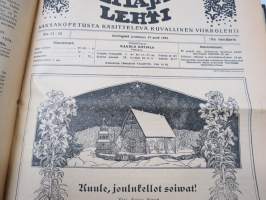 Opettajain lehti 1924-25 -sidottu vuosikerta, käsittelee monipuolisesti kansanopetusta ja opetustoimintaa maanlajuisesti, artikkelisisältö näkyvissä / annual volume