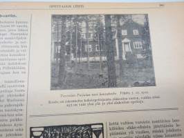 Opettajain lehti 1924-25 -sidottu vuosikerta, käsittelee monipuolisesti kansanopetusta ja opetustoimintaa maanlajuisesti, artikkelisisältö näkyvissä / annual volume