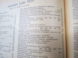 Opettajain lehti 1924-25 -sidottu vuosikerta, käsittelee monipuolisesti kansanopetusta ja opetustoimintaa maanlajuisesti, artikkelisisältö näkyvissä / annual volume