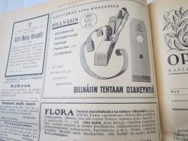 Opettajain lehti 1924-25 -sidottu vuosikerta, käsittelee monipuolisesti kansanopetusta ja opetustoimintaa maanlajuisesti, artikkelisisältö näkyvissä / annual volume