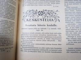 Opettajain lehti 1924-25 -sidottu vuosikerta, käsittelee monipuolisesti kansanopetusta ja opetustoimintaa maanlajuisesti, artikkelisisältö näkyvissä / annual volume