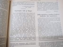 Opettajain lehti 1924-25 -sidottu vuosikerta, käsittelee monipuolisesti kansanopetusta ja opetustoimintaa maanlajuisesti, artikkelisisältö näkyvissä / annual volume