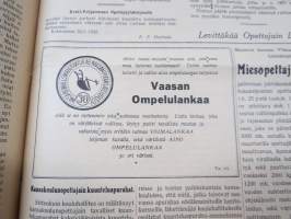 Opettajain lehti 1924-25 -sidottu vuosikerta, käsittelee monipuolisesti kansanopetusta ja opetustoimintaa maanlajuisesti, artikkelisisältö näkyvissä / annual volume