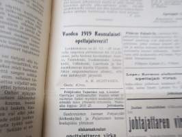Opettajain lehti 1924-25 -sidottu vuosikerta, käsittelee monipuolisesti kansanopetusta ja opetustoimintaa maanlajuisesti, artikkelisisältö näkyvissä / annual volume