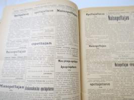 Opettajain lehti 1924-25 -sidottu vuosikerta, käsittelee monipuolisesti kansanopetusta ja opetustoimintaa maanlajuisesti, artikkelisisältö näkyvissä / annual volume
