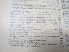 Opettajain lehti 1907-08-09 -sidottu vuosikerta, käsittelee monipuolisesti kansanopetusta ja opetustoimintaa maanlajuisesti, artikkelisisältö näkyvissä / annual vol