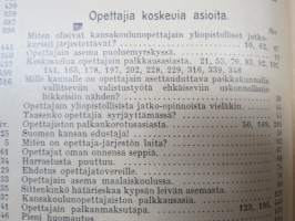 Opettajain lehti 1907-08-09 -sidottu vuosikerta, käsittelee monipuolisesti kansanopetusta ja opetustoimintaa maanlajuisesti, artikkelisisältö näkyvissä / annual vol