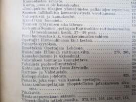 Opettajain lehti 1907-08-09 -sidottu vuosikerta, käsittelee monipuolisesti kansanopetusta ja opetustoimintaa maanlajuisesti, artikkelisisältö näkyvissä / annual vol