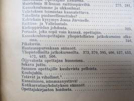 Opettajain lehti 1907-08-09 -sidottu vuosikerta, käsittelee monipuolisesti kansanopetusta ja opetustoimintaa maanlajuisesti, artikkelisisältö näkyvissä / annual vol