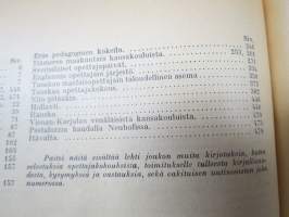 Opettajain lehti 1907-08-09 -sidottu vuosikerta, käsittelee monipuolisesti kansanopetusta ja opetustoimintaa maanlajuisesti, artikkelisisältö näkyvissä / annual vol