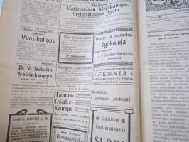 Opettajain lehti 1907-08-09 -sidottu vuosikerta, käsittelee monipuolisesti kansanopetusta ja opetustoimintaa maanlajuisesti, artikkelisisältö näkyvissä / annual vol