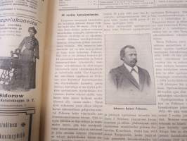 Opettajain lehti 1907-08-09 -sidottu vuosikerta, käsittelee monipuolisesti kansanopetusta ja opetustoimintaa maanlajuisesti, artikkelisisältö näkyvissä / annual vol