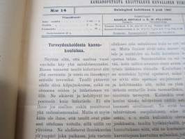 Opettajain lehti 1907-08-09 -sidottu vuosikerta, käsittelee monipuolisesti kansanopetusta ja opetustoimintaa maanlajuisesti, artikkelisisältö näkyvissä / annual vol