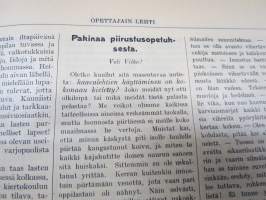 Opettajain lehti 1907-08-09 -sidottu vuosikerta, käsittelee monipuolisesti kansanopetusta ja opetustoimintaa maanlajuisesti, artikkelisisältö näkyvissä / annual vol