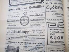 Opettajain lehti 1907-08-09 -sidottu vuosikerta, käsittelee monipuolisesti kansanopetusta ja opetustoimintaa maanlajuisesti, artikkelisisältö näkyvissä / annual vol