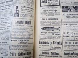 Opettajain lehti 1907-08-09 -sidottu vuosikerta, käsittelee monipuolisesti kansanopetusta ja opetustoimintaa maanlajuisesti, artikkelisisältö näkyvissä / annual vol