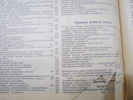 Opettajain lehti 1907-08-09 -sidottu vuosikerta, käsittelee monipuolisesti kansanopetusta ja opetustoimintaa maanlajuisesti, artikkelisisältö näkyvissä / annual vol