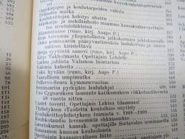 Opettajain lehti 1907-08-09 -sidottu vuosikerta, käsittelee monipuolisesti kansanopetusta ja opetustoimintaa maanlajuisesti, artikkelisisältö näkyvissä / annual vol