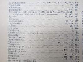 Opettajain lehti 1907-08-09 -sidottu vuosikerta, käsittelee monipuolisesti kansanopetusta ja opetustoimintaa maanlajuisesti, artikkelisisältö näkyvissä / annual vol