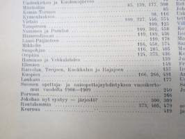 Opettajain lehti 1907-08-09 -sidottu vuosikerta, käsittelee monipuolisesti kansanopetusta ja opetustoimintaa maanlajuisesti, artikkelisisältö näkyvissä / annual vol