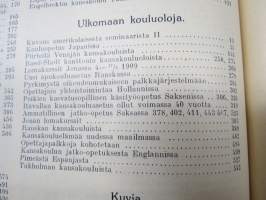 Opettajain lehti 1907-08-09 -sidottu vuosikerta, käsittelee monipuolisesti kansanopetusta ja opetustoimintaa maanlajuisesti, artikkelisisältö näkyvissä / annual vol