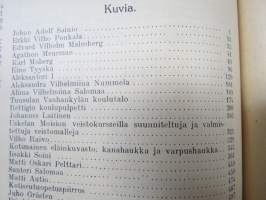 Opettajain lehti 1907-08-09 -sidottu vuosikerta, käsittelee monipuolisesti kansanopetusta ja opetustoimintaa maanlajuisesti, artikkelisisältö näkyvissä / annual vol