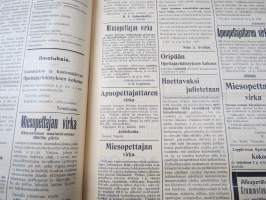 Opettajain lehti 1907-08-09 -sidottu vuosikerta, käsittelee monipuolisesti kansanopetusta ja opetustoimintaa maanlajuisesti, artikkelisisältö näkyvissä / annual vol